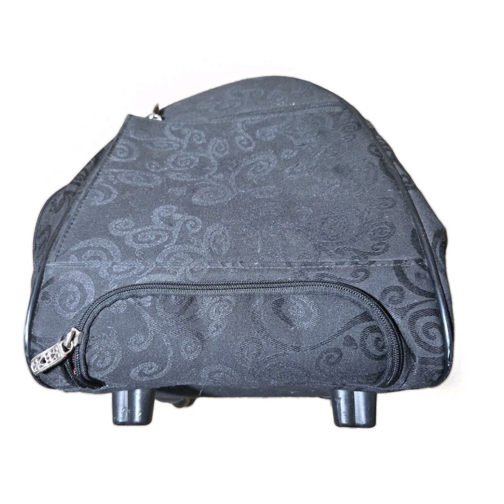 Brighton Travel Collection Rolling Duffle Bag Black Fabric Brown Croc Leather - Picture 2 of 8